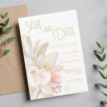Neutrale Farben Elegante Save the Date Hochzeitska