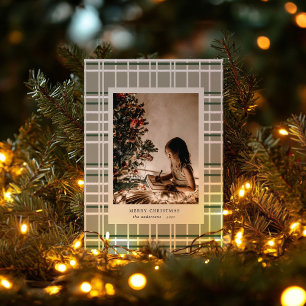 Neutrale Farben Karierte Minimalistische Foto-Feri Feiertagskarte