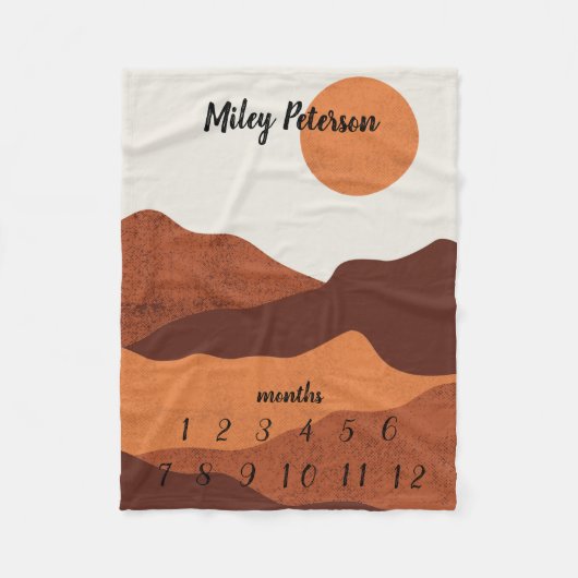 Neutrale Farben Monatliches Meilenstein Baby Blank Fleecedecke (Vorderseite)