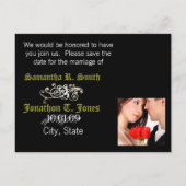 Neutrale Farben Tan Save the Date Elegant Cala Lil Ankündigungspostkarte (Rückseite)