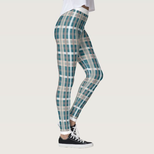 Neutrale Farben Tartan Muster für Leggings (Rechts)