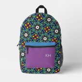 Neutrale, farbenfrohe Mandala Monogramm-Initialen Bedruckter Rucksack (Vorderseite)