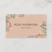 Neutrale Farbpalette Boho Wildblumen Visitenkarte (Vorderseite)