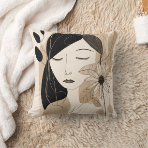 Neutrale Farbweibchen mit Blume Boho Kissen