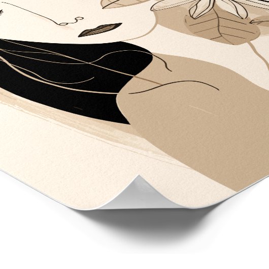 Neutrale Farbweibchen mit Blume Boho Poster (Ecke)