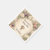 Neutrale Feigen-Blumen 1. Geburtstag Serviette (Ecke)