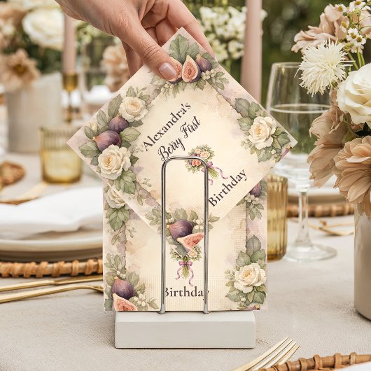 Neutrale Feigen-Blumen 1. Geburtstag Serviette