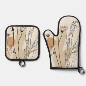Neutrale Flora Ofenhandschuh & Topflappen-Set (Vorderseite)