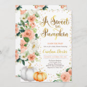 Neutrale Floral Pumpkin Fall Baby Dusche Einladung (Vorne/Hinten)