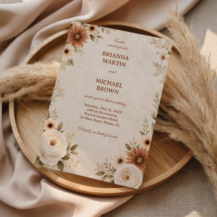 Neutrale Florale Elegante Vintage Einladung