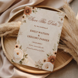 Neutrale Florale Elegante Vintage Save The Date