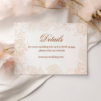 Neutrale Florale Hochzeitsdetailskarte Elegant Begleitkarte