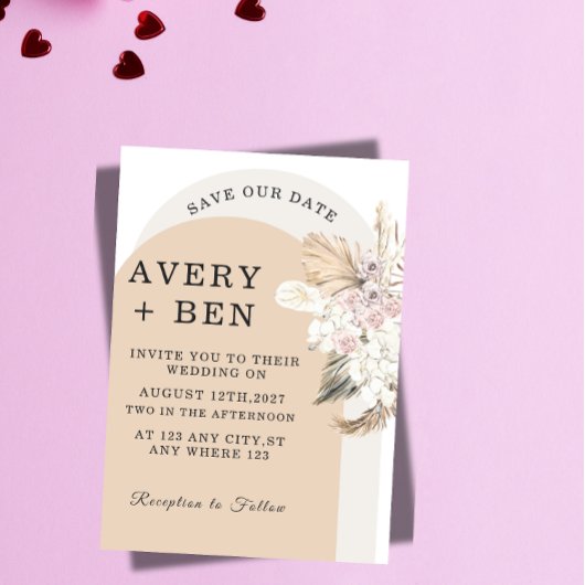 Neutrale Florale Save the Date Einladung