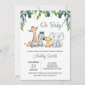 Neutrale Foliage Safari Baby Shower Einladung (Vorderseite)