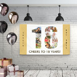 Neutrale Foto Collage der 18. Geburtstagspartei Banner<br><div class="desc">Erstellen Sie für eine 18. Geburtstagsfeier Ihr eigenes Foto-Collage-Banner. Die Vorlage ist Set für Sie, um Ihren individuelle Name oder Text und Ihre bevorzugten Fotos hinzuzufügen. Ihre Fotos werden automatisch als Foto-Collage in der Form der Zahl 18 angezeigt. Das Banner hat neutrale beige Sand / gedämpfte gelbe Ränder und dunkle...</div>