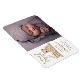 Neutrale Fotogeburtsanzeige | Boho-Teddybär Magnet (Rechte Seite)