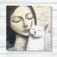 Neutrale Frau und Katze