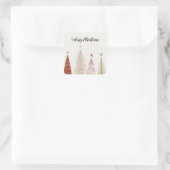 Neutrale frohe Weihnachtsbäume mit Matching Stars Quadratischer Aufkleber (Tasche)