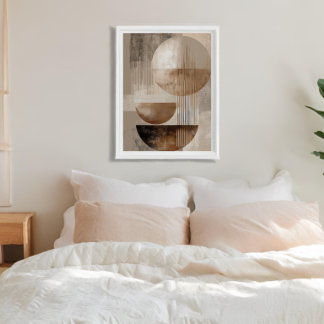 Neutrale Geometrische Abstrakte Beige Braun Minima Leinwanddruck