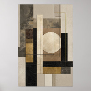 Neutrale geometrische Abstraktion, Beige Schwarz G Poster