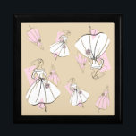 Neutrale Geschenkboxen der Modebrille<br><div class="desc">Ein Design im Stil der Mitte des Jahrhunderts mit einer Retro-Touch mit Linienzeichnungen einer Braut und Braut in Rosa und Weiß auf neutralem Hintergrund. Inspiriert durch Kleidungsmuster und Modebilder aus den 1950er und 1960er Jahren. Ein individuell anpassbares Design für Sie, um mit Ihrem eigenen Text, Bildern und Ideen zu personalisieren....</div>