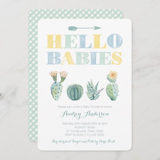 Neutrale geschlechtsspezifische Zwillinge oder gem Einladung (Vorne/Hinten)