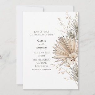 Neutrale getrocknete Palm Botanische Hochzeitseinl Einladung