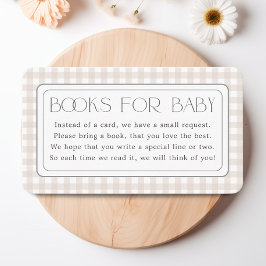 Neutrale Gingham-Bücher für Babydusche Begleitkarte