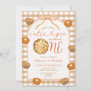 Neutrale Gingham Cutie Pie Herbst Gingham Geburtst Einladung