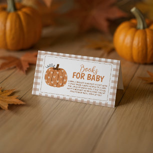 Neutrale Gingham-Kürbis-Bücher-für-Baby-Karte Begleitkarte