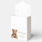 Neutrale Gingham Teddy Bear Baby Shower Geschenkschachtel (Geöffnet)