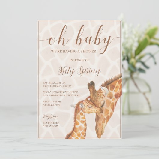 Neutrale Giraffe Babydusche (Stehend Vorderseite)