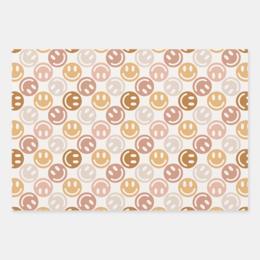 Neutrale, glückliche Streifen und Polka-Punkt Geschenkpapier Set (Vorderseite)