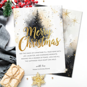 Neutrale Gold-Wasserfarben-Weihnachtskarte  Einladung