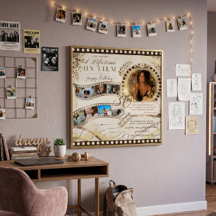 Neutrale goldene Filmstreifen-Geburtstags-Fotokuli Poster