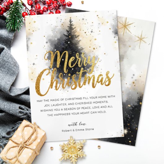 Neutrale goldene Wasserfarben-Weihnachtskarte Einladung