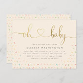 Neutrale Goldkalligraphie des Geschlechts Oh Babyd Einladungspostkarte (Vorne/Hinten)