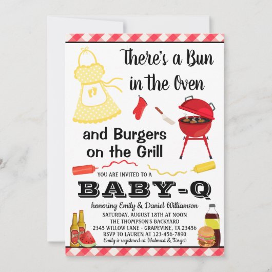 Neutrale GRILLEN Babydusche Einladung (Vorderseite)