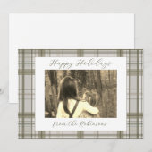 Neutrale grüne karierte Weihnachtskarte (Landschaf Feiertagskarte (Vorne/Hinten)