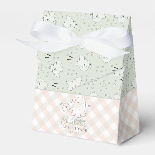 Neutrale grüne Mama und Baby Ghost Baby Dusche Geschenkschachtel (Vorderseite)