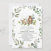 Neutrale Grünpflanze Woodland Babydusche Einladung (Vorderseite)