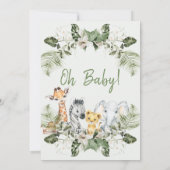 Neutrale Grünpflanzen Safari Baby Dusche Einladung (Rückseite)