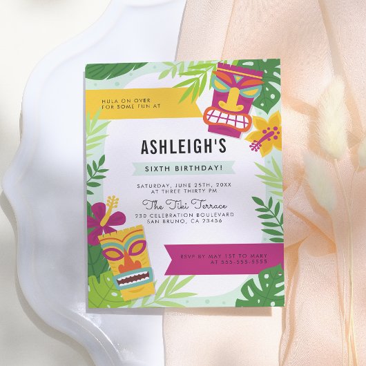 Neutrale Hawaiianische Geburtstagspartei für farbi Einladungspostkarte