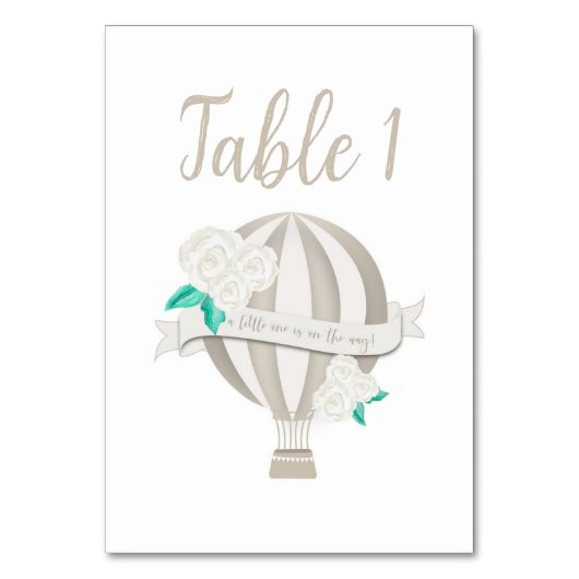 Neutrale Heißluftballon Babydusche Tischnummer (Vorderseite)