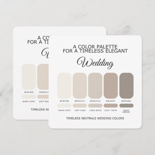Neutrale Hochzeit Farbpalette Karte (Vorne/Hinten)