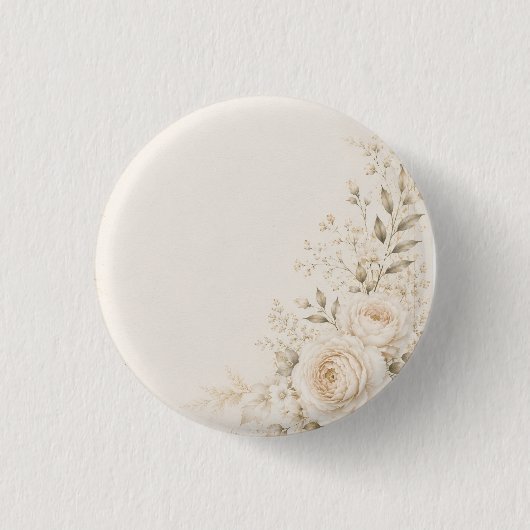 Neutrale Hochzeit mit raffinierten Blumen Button (Vorderseite)