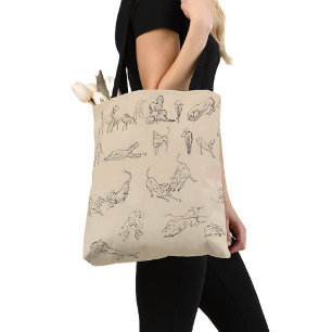 Neutrale Hundeposen Skizze, Vintage Minimalistisch Tasche