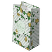 Neutrale irische Clovers Babydusche Kleine Geschenktüte (Rückseite Schrägansicht)