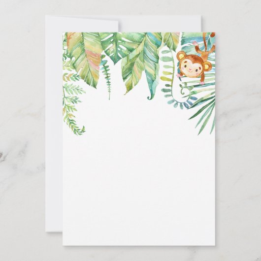 Neutrale Jungle-Babydusche Einladung (Rückseite)