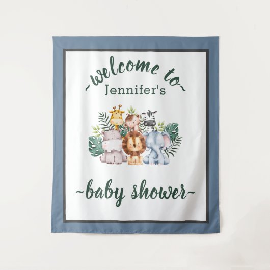 Neutrale Jungle Safari Tiere Kinderdusche Wild One Wandteppich (Vorderseite)